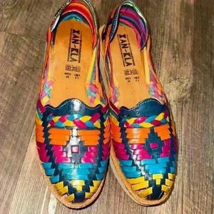 Colorful Woven Leather Flats - Multicolor Women’s Loafers